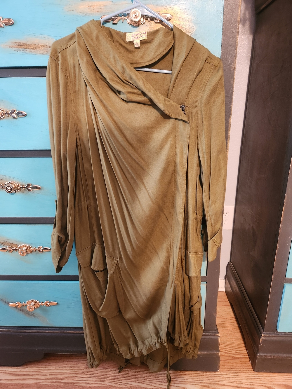 princess vera wang Olive Utility Draped Jacket